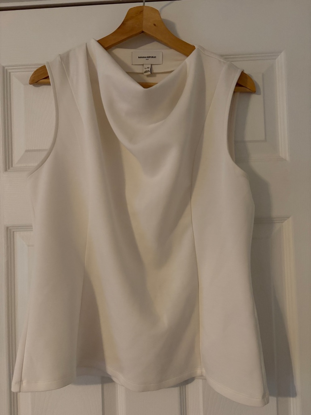 Banana Republic White Sleeveless Cowl Neck Shell Top